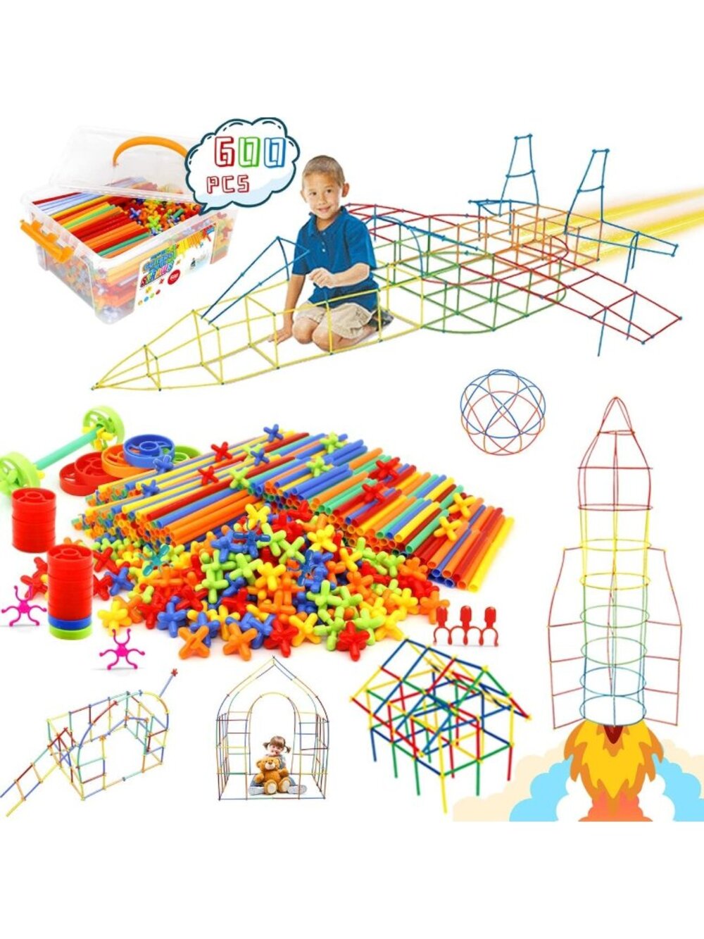 New Straw Constructor Toys 600Pcs STEM Building Toy